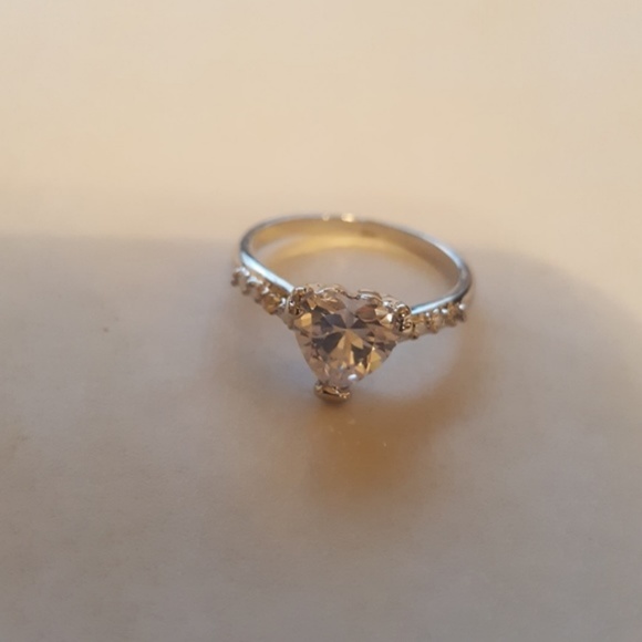 Heart Diamond Promise Ring Silver Gift size 5.5 - Picture 8 of 8